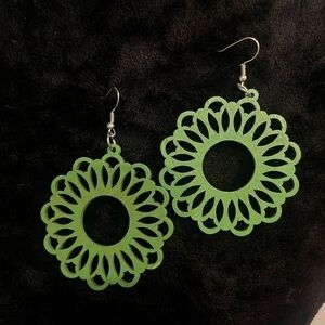 3 For $20! Chic Green Wooden Cutout Earrings